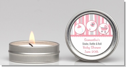 Shake, Rattle & Roll Pink - Baby Shower Candle Favors