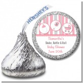 Shake, Rattle & Roll Pink - Hershey Kiss Baby Shower Sticker Labels