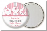 Shake, Rattle & Roll Pink - Personalized Baby Shower Pocket Mirror Favors