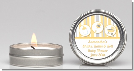 Shake, Rattle & Roll Yellow - Baby Shower Candle Favors