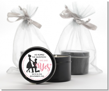 She Said Yes - Bridal Shower Black Candle Tin Favors