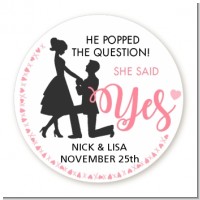 She Said Yes - Round Personalized Bridal Shower Sticker Labels