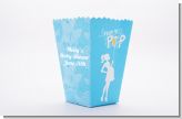 She's Ready To Pop Blue - Personalized Baby Shower Popcorn Boxes