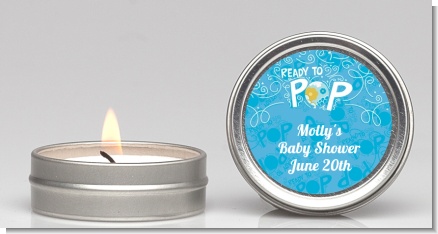 She's Ready To Pop Blue - Baby Shower Candle Favors