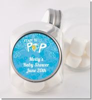 She's Ready To Pop Blue - Personalized Baby Shower Candy Jar