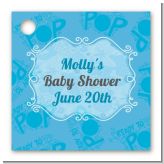 She's Ready To Pop Blue - Personalized Baby Shower Card Stock Favor Tags