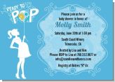 She's Ready To Pop Blue - Baby Shower Invitations