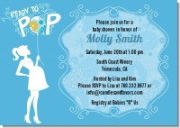 She's Ready To Pop Blue - Baby Shower Invitations