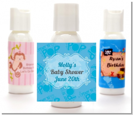 She's Ready To Pop Blue - Personalized Baby Shower Lotion Favors