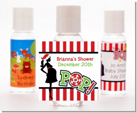 She's Ready To Pop Christmas Edition - Personalized Baby Shower Hand Sanitizers Favors
