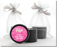 She's Ready To Pop Pink - Baby Shower Black Candle Tin Favors