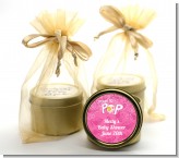 She's Ready To Pop Pink - Baby Shower Gold Tin Candle Favors