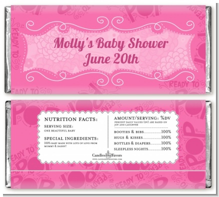She's Ready To Pop Pink - Personalized Baby Shower Candy Bar Wrappers