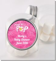 She's Ready To Pop Pink - Personalized Baby Shower Candy Jar