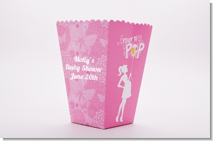 She's Ready To Pop Pink - Personalized Baby Shower Popcorn Boxes