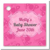 She's Ready To Pop Pink - Personalized Baby Shower Card Stock Favor Tags