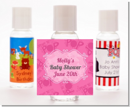 She's Ready To Pop Pink - Personalized Baby Shower Hand Sanitizers Favors
