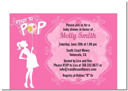 She's Ready To Pop Pink - Baby Shower Petite Invitations