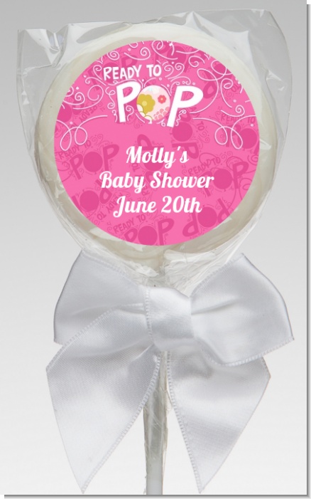She's Ready To Pop Pink - Personalized Baby Shower Lollipop Favors