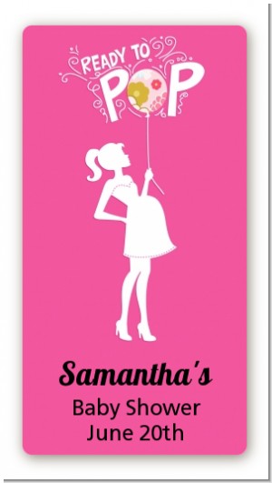 She's Ready To Pop Pink - Custom Rectangle Baby Shower Sticker/Labels