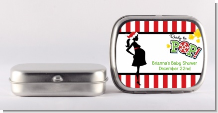 She's Ready To Pop Christmas Edition - Personalized Baby Shower Mint Tins