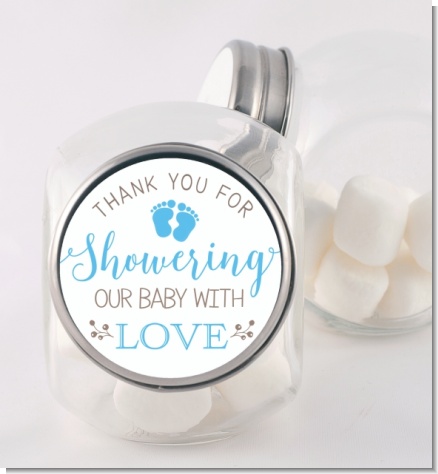 Showering Our Baby Boy - Personalized Baby Shower Candy Jar