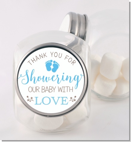 Showering Our Baby Boy - Personalized Baby Shower Candy Jar
