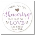 Showering With Love - Round Personalized Baby Shower Sticker Labels thumbnail