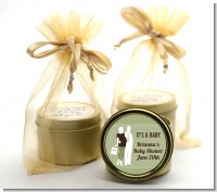 Silhouette Couple | It's a Baby Neutral - Baby Shower Gold Tin Candle Favors