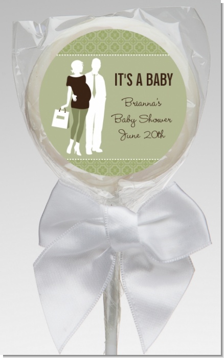 Silhouette Couple | It's a Baby Neutral - Personalized Baby Shower Lollipop Favors