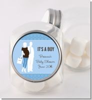 Silhouette Couple | It's a Boy - Personalized Baby Shower Candy Jar