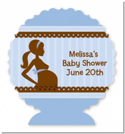 Mommy Silhouette It's a Boy - Personalized Baby Shower Centerpiece Stand
