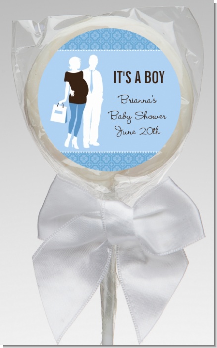 Silhouette Couple | It's a Boy - Personalized Baby Shower Lollipop Favors