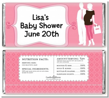 Silhouette Couple | It's a Girl - Personalized Baby Shower Candy Bar Wrappers