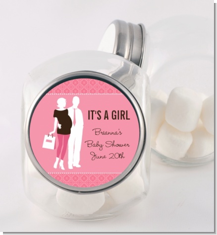 Silhouette Couple | It's a Girl - Personalized Baby Shower Candy Jar