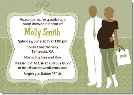 Silhouette Couple African American It's a Baby Neutral - Baby Shower Invitations
