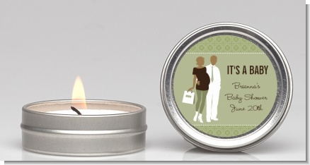 Silhouette Couple African American It's a Baby Neutral - Baby Shower Candle Favors