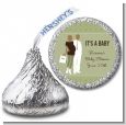 Silhouette Couple African American It's a Baby Neutral - Hershey Kiss Baby Shower Sticker Labels thumbnail