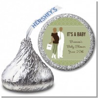 Silhouette Couple African American It's a Baby Neutral - Hershey Kiss Baby Shower Sticker Labels