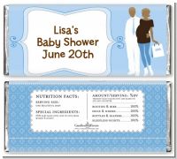 Silhouette Couple African American It's a Boy - Personalized Baby Shower Candy Bar Wrappers