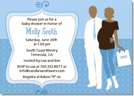 Silhouette Couple African American It's a Boy - Baby Shower Invitations