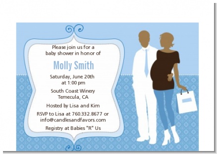 Silhouette Couple African American It's a Boy - Baby Shower Petite Invitations