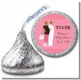 Silhouette Couple African American It's a Girl - Hershey Kiss Baby Shower Sticker Labels thumbnail