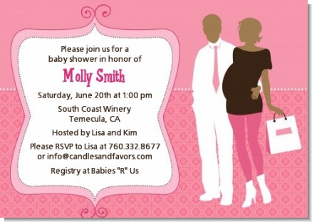 Silhouette Couple African American It's a Girl - Baby Shower Invitations