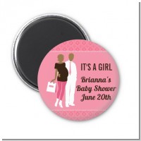 Silhouette Couple African American It's a Girl - Personalized Baby Shower Magnet Favors