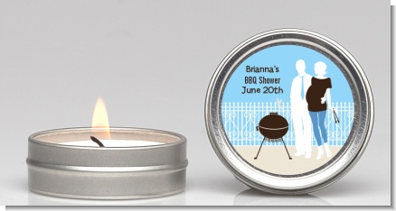 Silhouette Couple BBQ Boy - Baby Shower Candle Favors