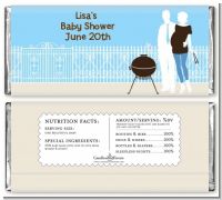 Silhouette Couple BBQ Boy - Personalized Baby Shower Candy Bar Wrappers