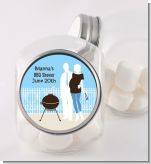 Silhouette Couple BBQ Boy - Personalized Baby Shower Candy Jar