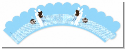 Silhouette Couple BBQ Boy - Baby Shower Cupcake Wrappers