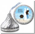 Silhouette Couple BBQ Boy - Hershey Kiss Baby Shower Sticker Labels thumbnail